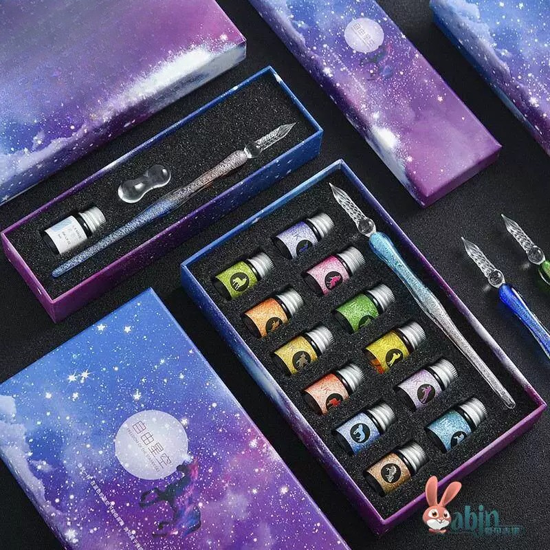 Glass Dip Pen Calligraphy Ink Set - Ensemble de stylos à plume romantique