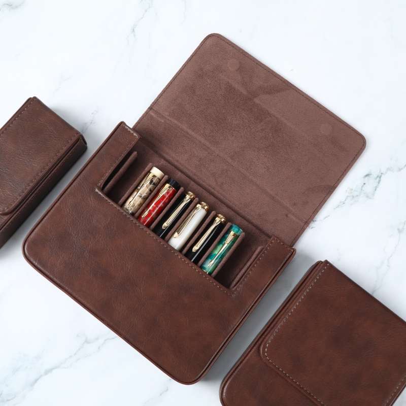 Leather Fountain Pen Case 3 Slots Pouch - Étui de luxe en cuir PU