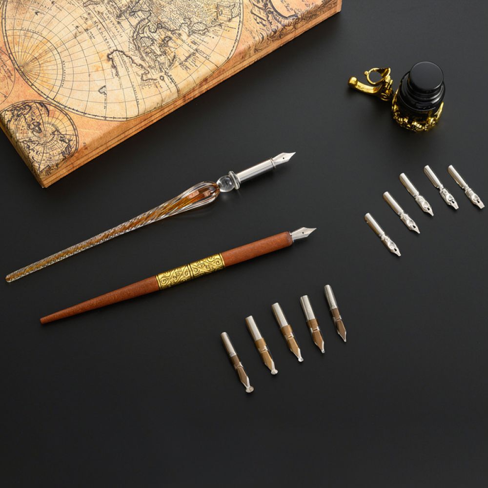 Glass Dip Pen Calligraphy Ink Set - Ensemble de stylos à plume en