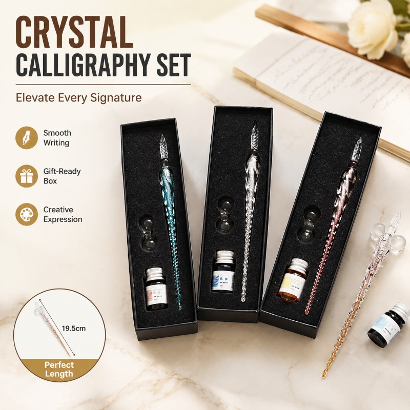 Glass Dip Pen Calligraphy Ink Set - Ensemble de stylos à tremper en