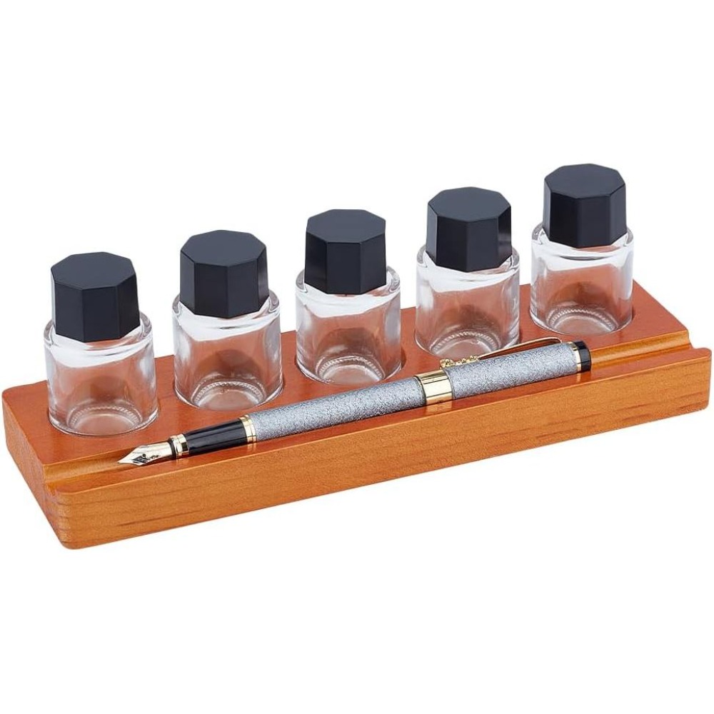 Wooden Fountain Pen Desk Stand Holder - Ensemble de 5 supports en bois