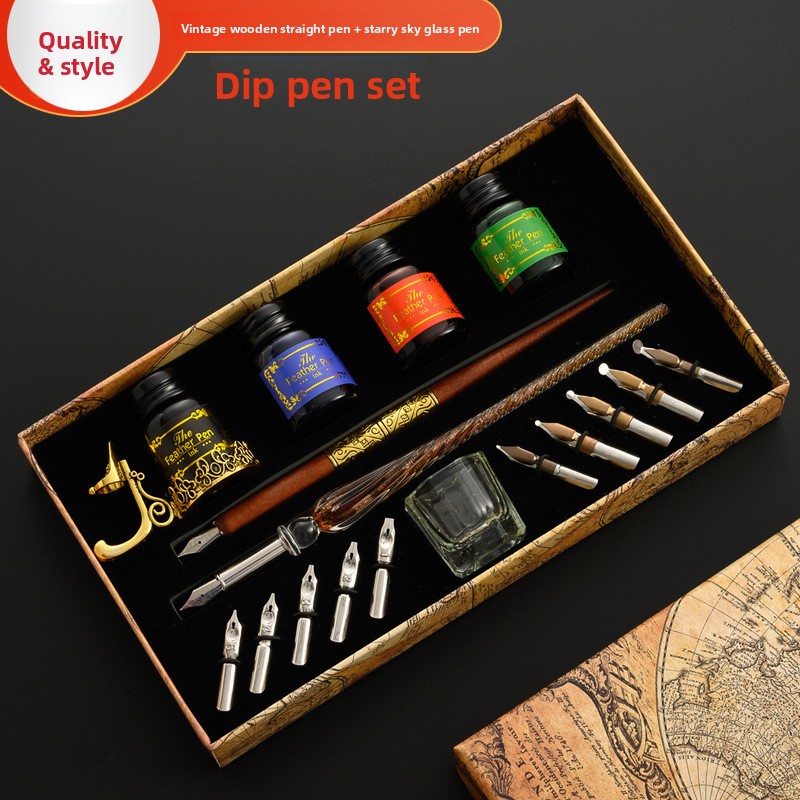 Glass Dip Pen Calligraphy Ink Set - Ensemble de stylos à plume en