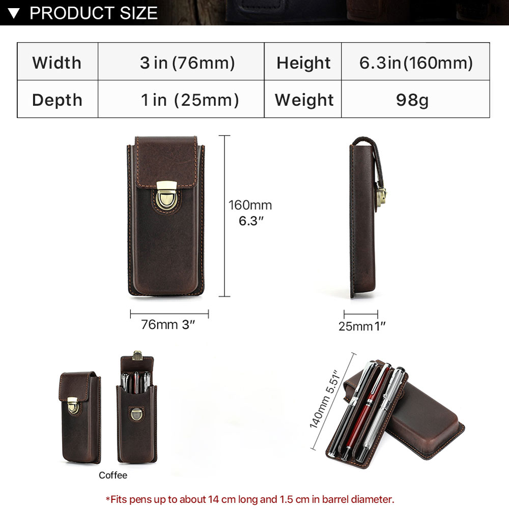 Étui à stylos en cuir véritabl - Leather Fountain Pen Case 3 Slots Pouch avis et prix