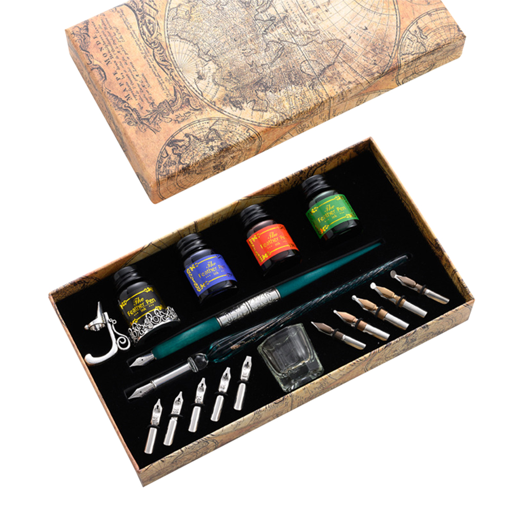 Ensemble de stylos plume uniqu - Glass Dip Pen Calligraphy Ink Set avis et prix