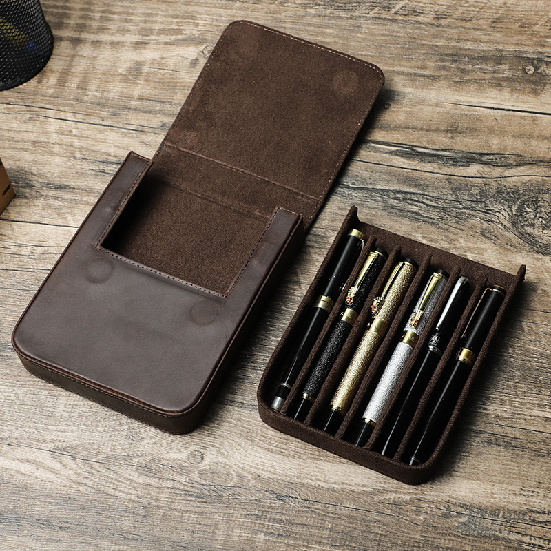 Étui de luxe en cuir véritable - Leather Fountain Pen Case 3 Slots Pouch avis et prix
