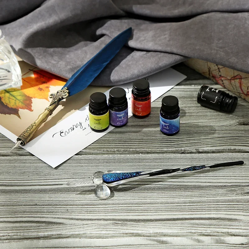 Stylo à encre de verre 1 pièce - Glass Dip Pen Calligraphy Ink Set avis et prix