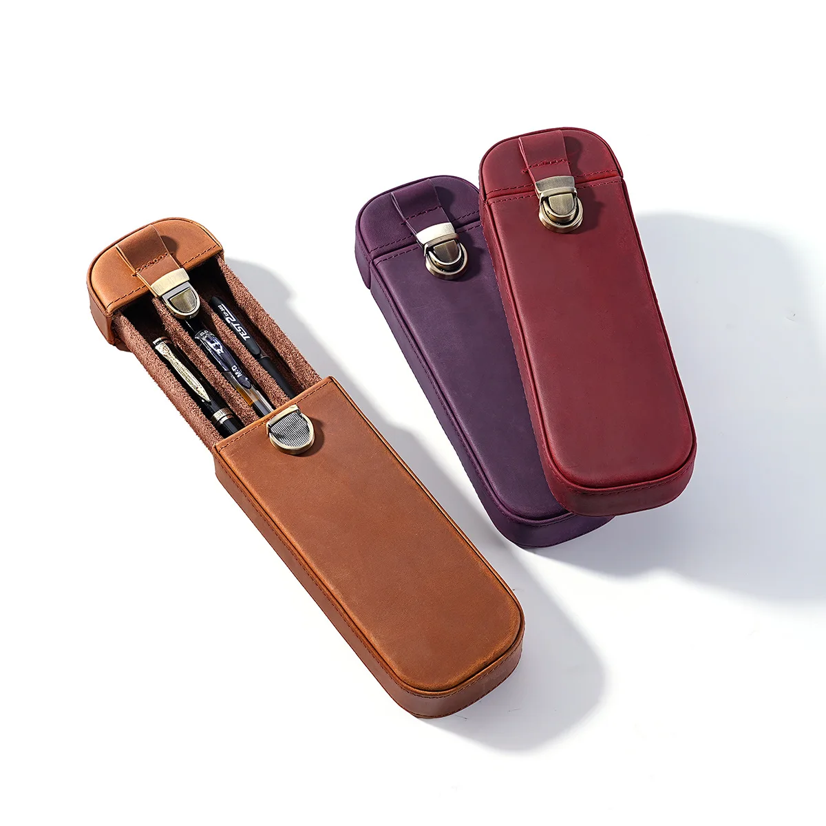 Étui à stylos plume en cuir fa - Leather Fountain Pen Case 3 Slots Pouch avis et prix