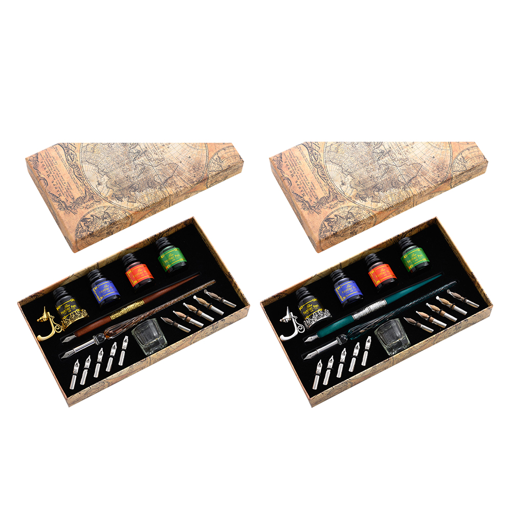 Stylo plume européen rétro en  - Glass Dip Pen Calligraphy Ink Set avis et prix
