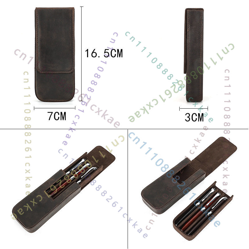 Étui à stylos vintage en cuir  - Leather Fountain Pen Case 3 Slots Pouch avis et prix