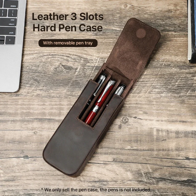 Étui à stylo plume en cuir vér - Leather Fountain Pen Case 3 Slots Pouch avis et prix