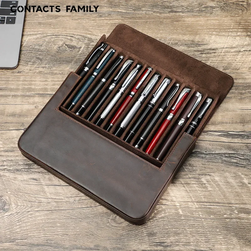 Étui à stylo plume en cuir vér - Leather Fountain Pen Case 3 Slots Pouch avis et prix