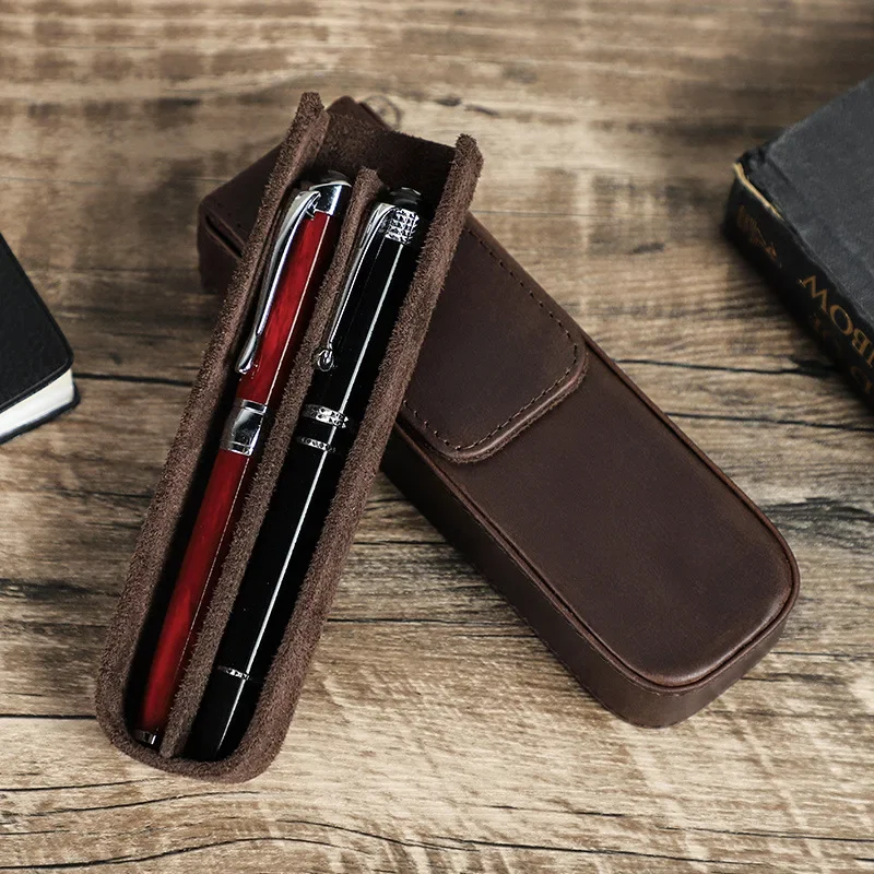 Étui à stylo plume en cuir vér - Leather Fountain Pen Case 3 Slots Pouch avis et prix
