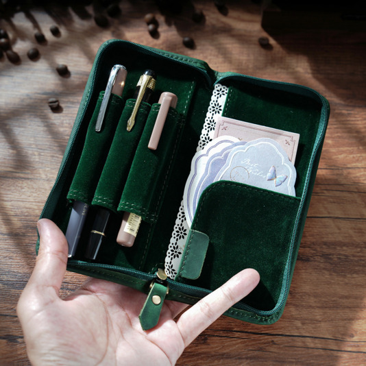 Étui à stylos en cuir véritabl - Leather Fountain Pen Case 3 Slots Pouch avis et prix