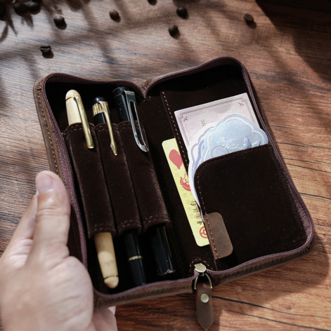 Étui à stylos en cuir véritabl - Leather Fountain Pen Case 3 Slots Pouch avis et prix