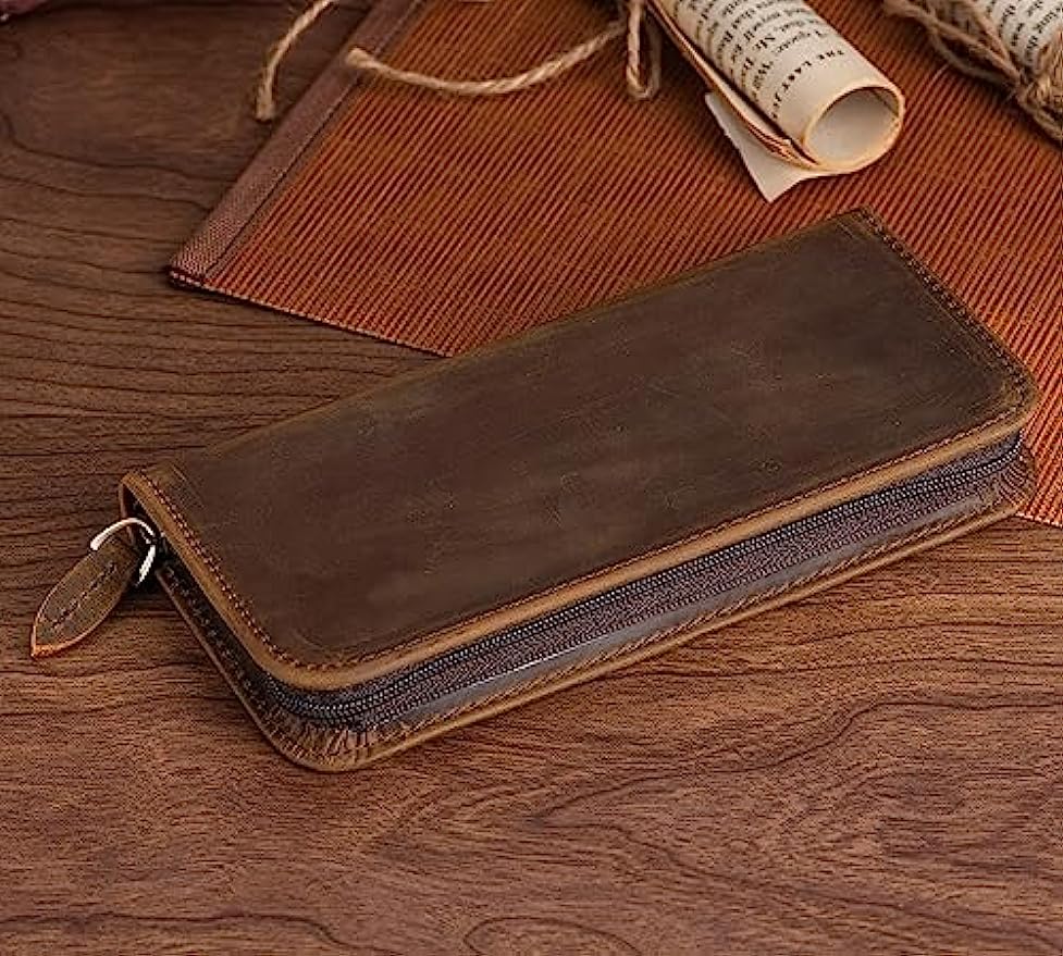 Asvine-Étui à stylo plume en c - Leather Fountain Pen Case 3 Slots Pouch avis et prix