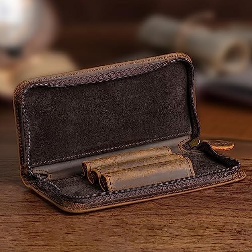 Asvine-Étui à stylo plume en c - Leather Fountain Pen Case 3 Slots Pouch avis et prix