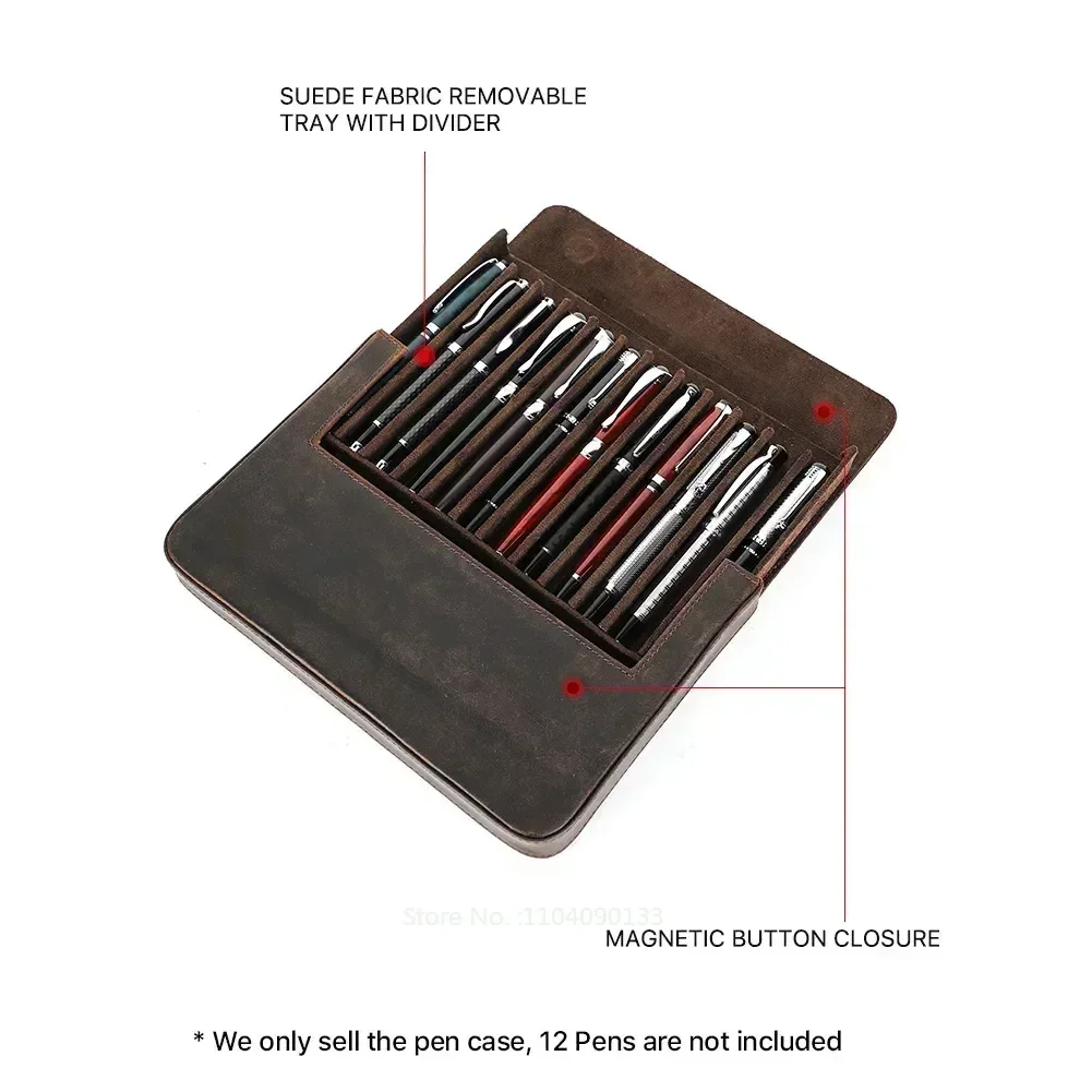 Étui de luxe en cuir véritable - Leather Fountain Pen Case 3 Slots Pouch avis et prix