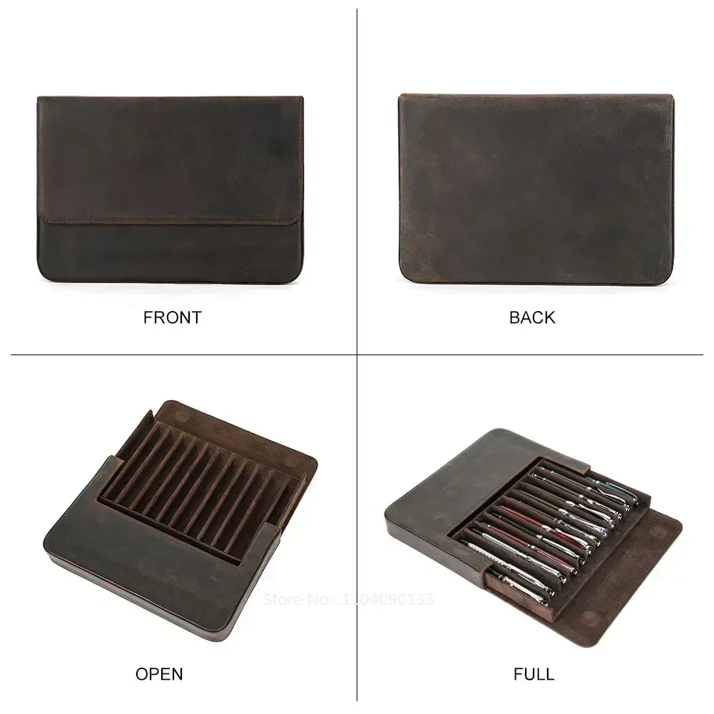 Étui de luxe en cuir véritable - Leather Fountain Pen Case 3 Slots Pouch avis et prix