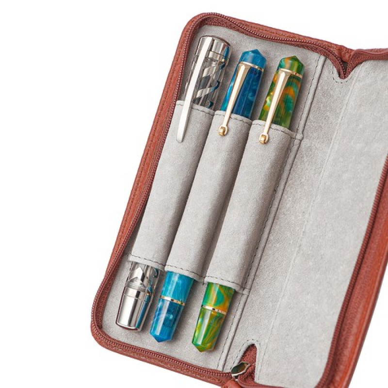 Étui pour stylo plume A + 3 em - Leather Fountain Pen Case 3 Slots Pouch avis et prix