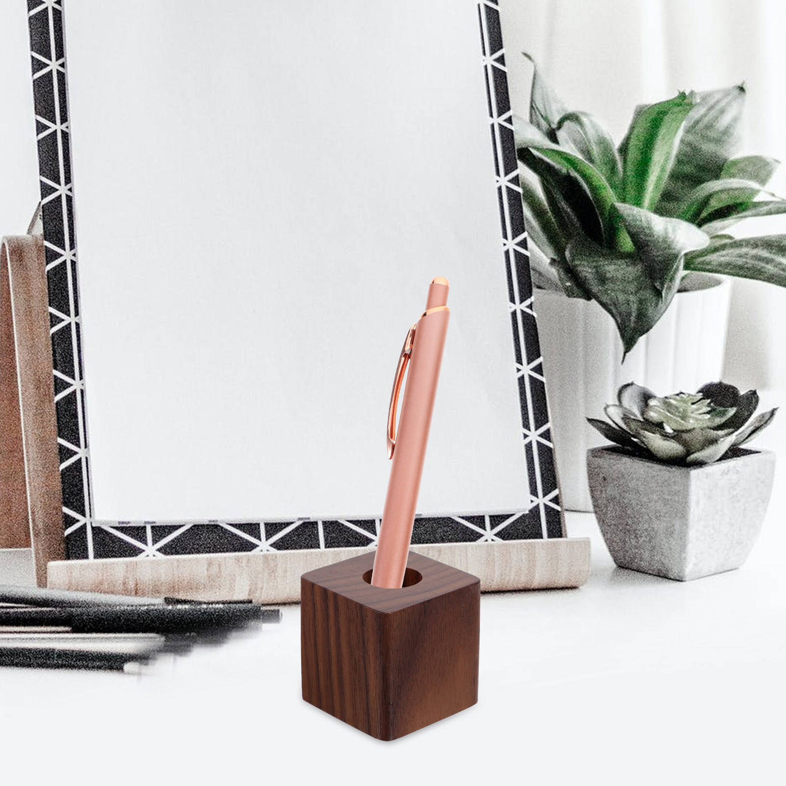 Porte-stylo en bois de noyer p - Wooden Fountain Pen Desk Stand Holder avis et prix